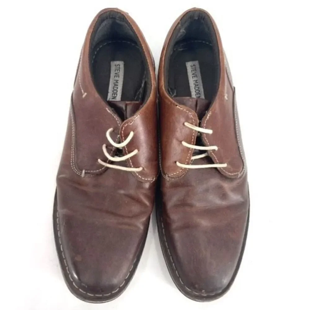 Steve Madden‎ Men's brown leather Harpoon Oxford dress shoes Size 9.5